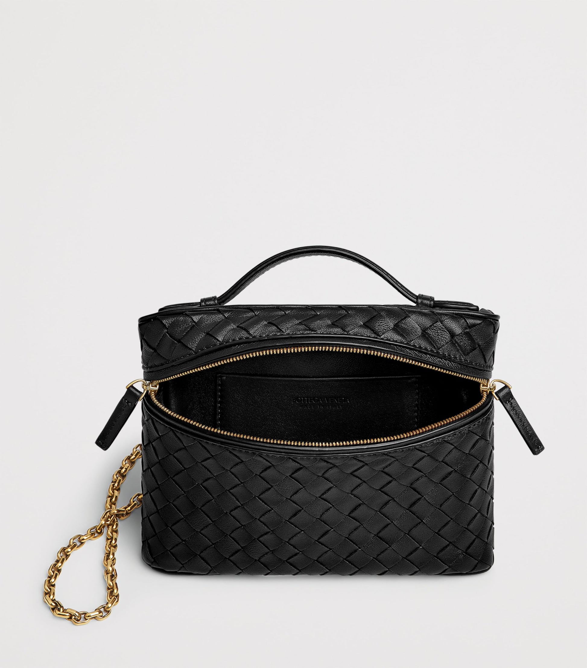 Bottega Veneta Black Small Leather Soft Vanity Case Top-Handle Bag