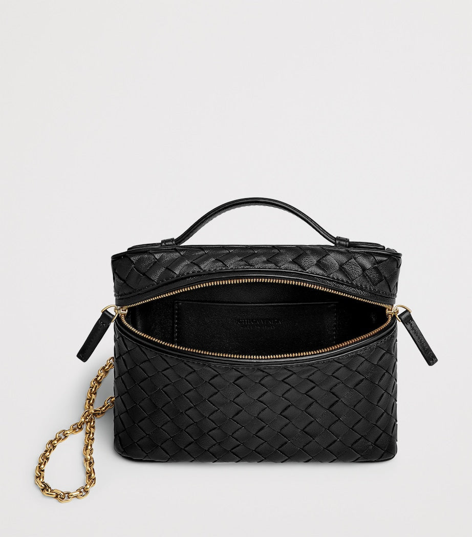 Bottega Veneta Black Small Leather Soft Vanity Case Top-Handle Bag