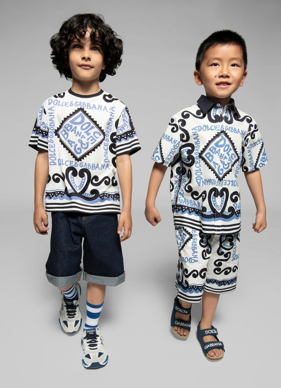 Dolce&Gabbana Kids - شورت برمودا قطني بطبعة الشعار