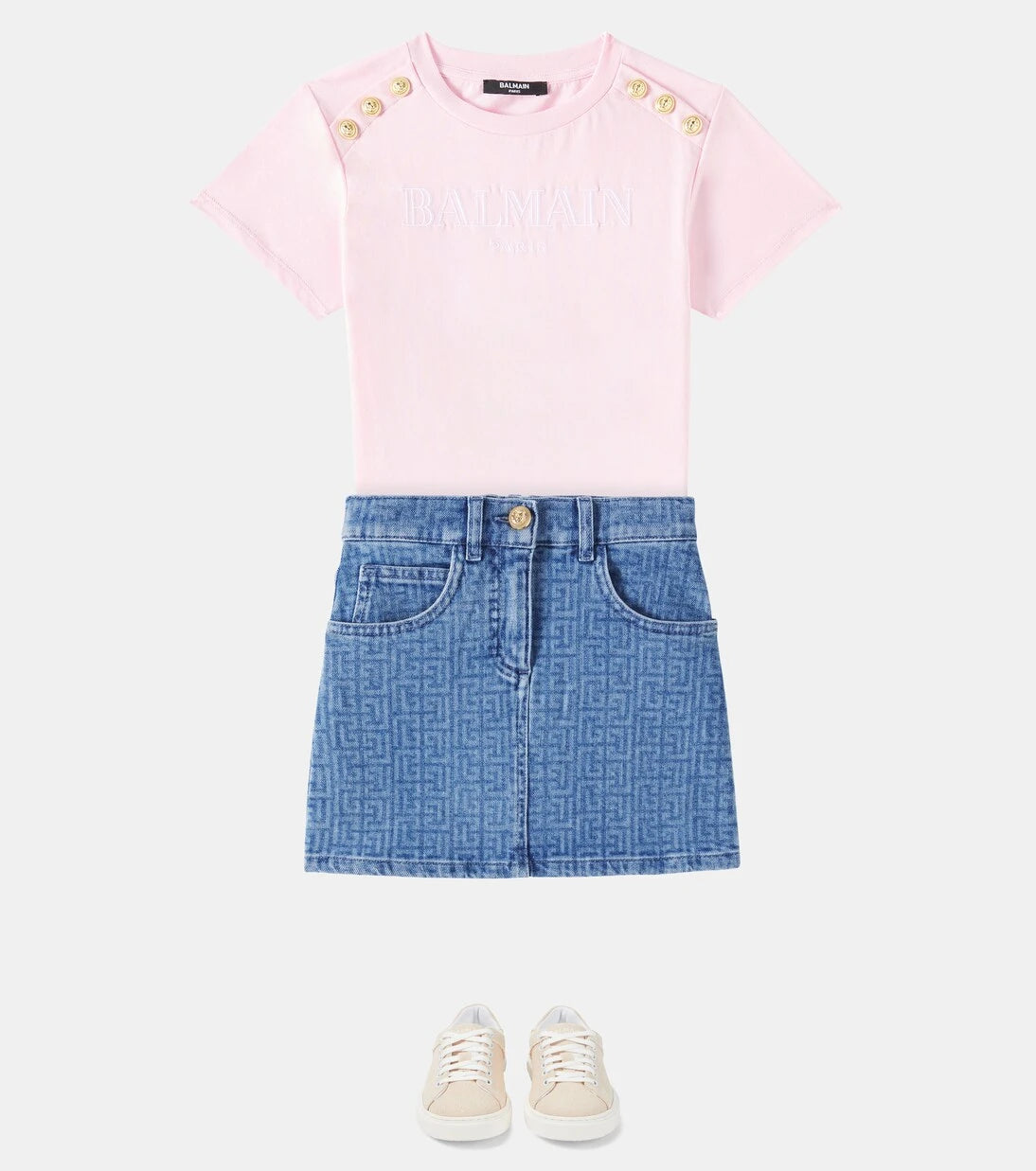 Balmain Kids - Monogram denim skirt