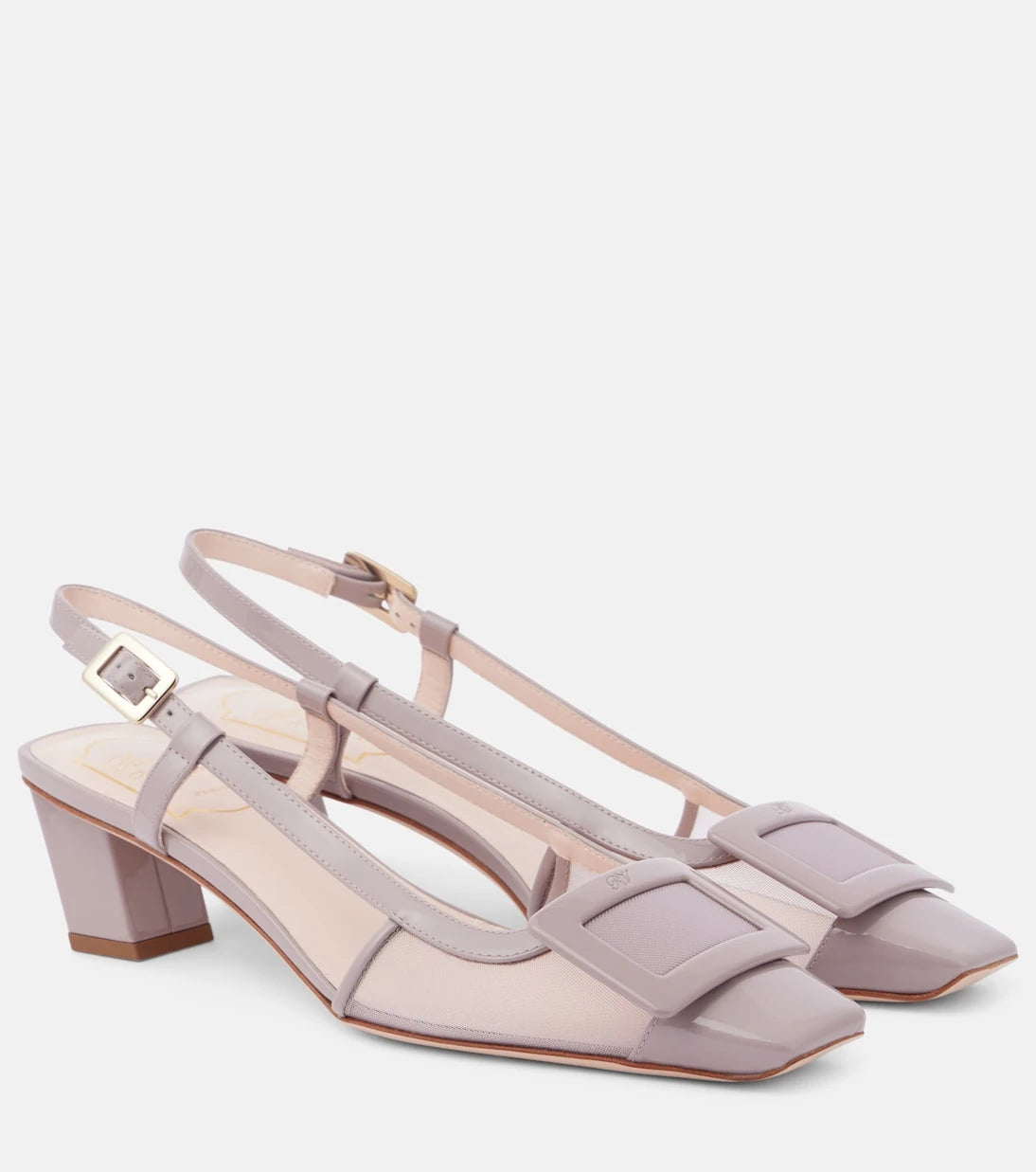 Roger Vivier - Belle Vivier mesh and leather slingback pumps