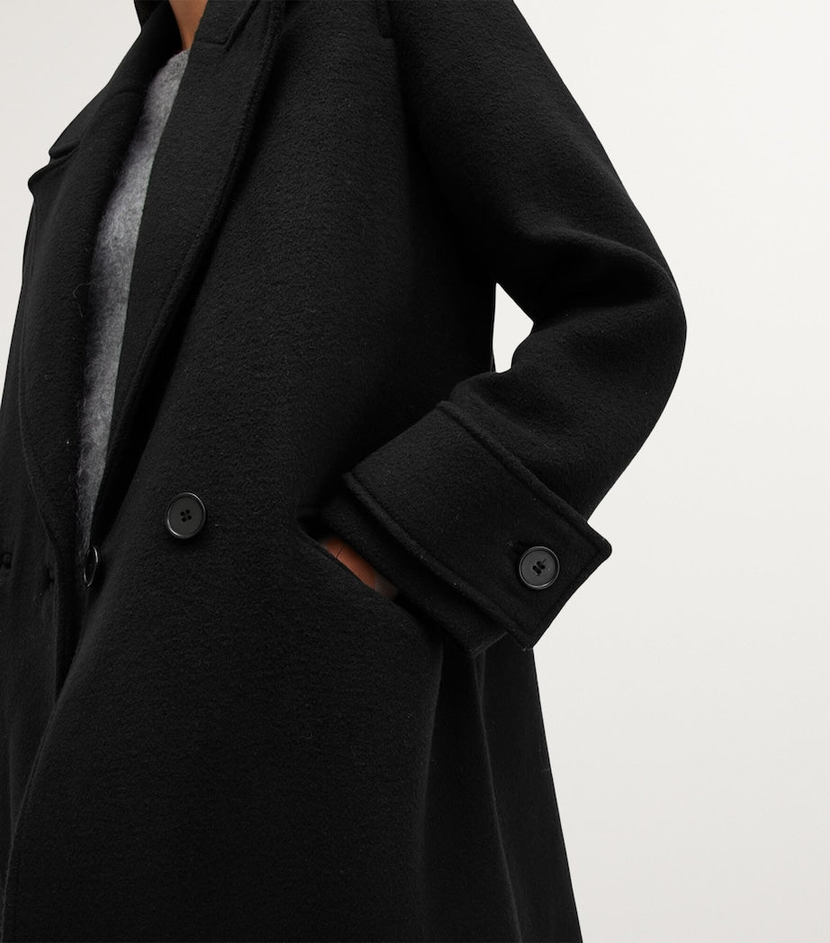 AllSaints Black Double-Breasted Mabel Coat