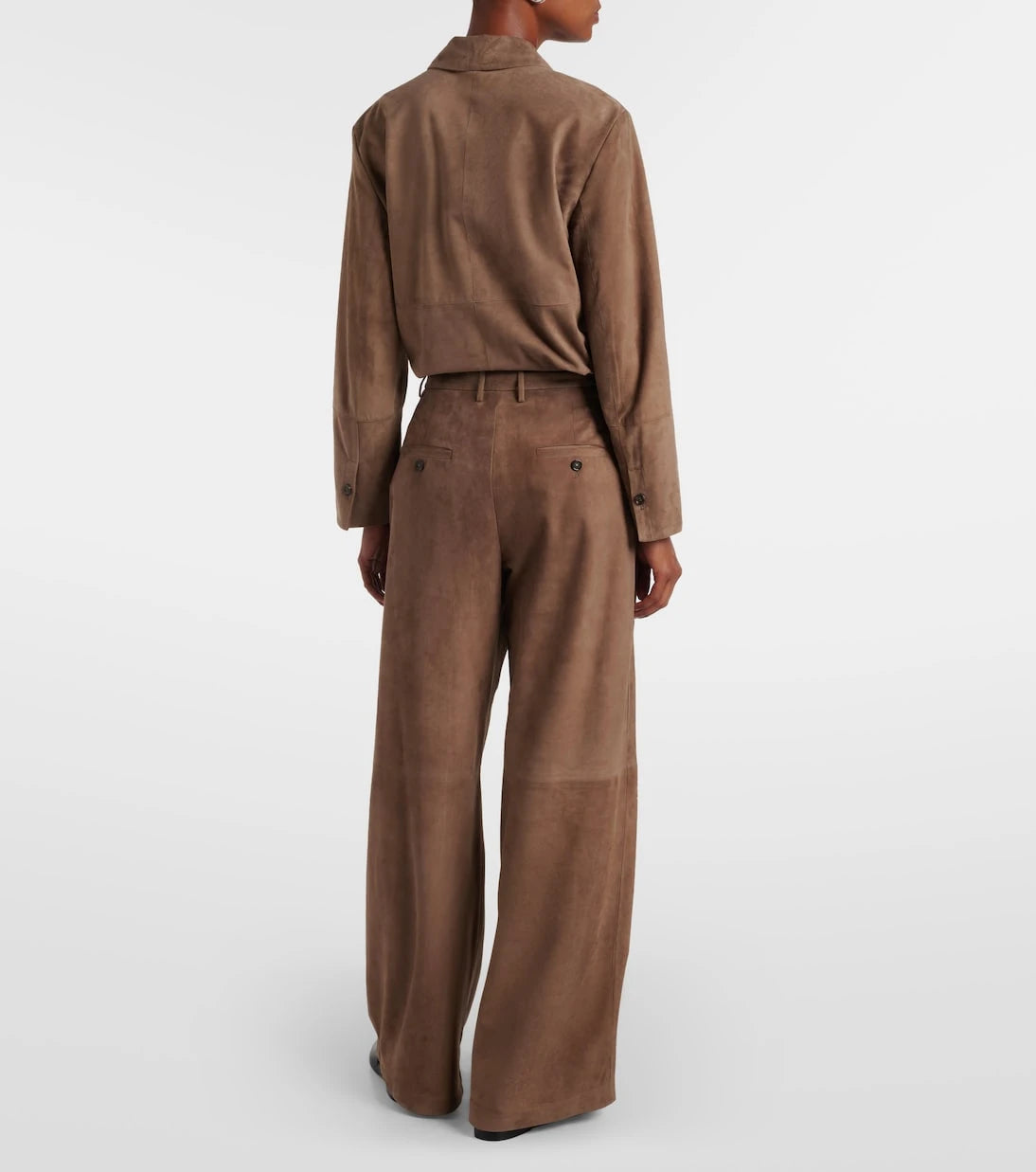 بنطلون 'S Max Mara Brando بقصة ساق عريضة وخصر مرتفع من الشمواه