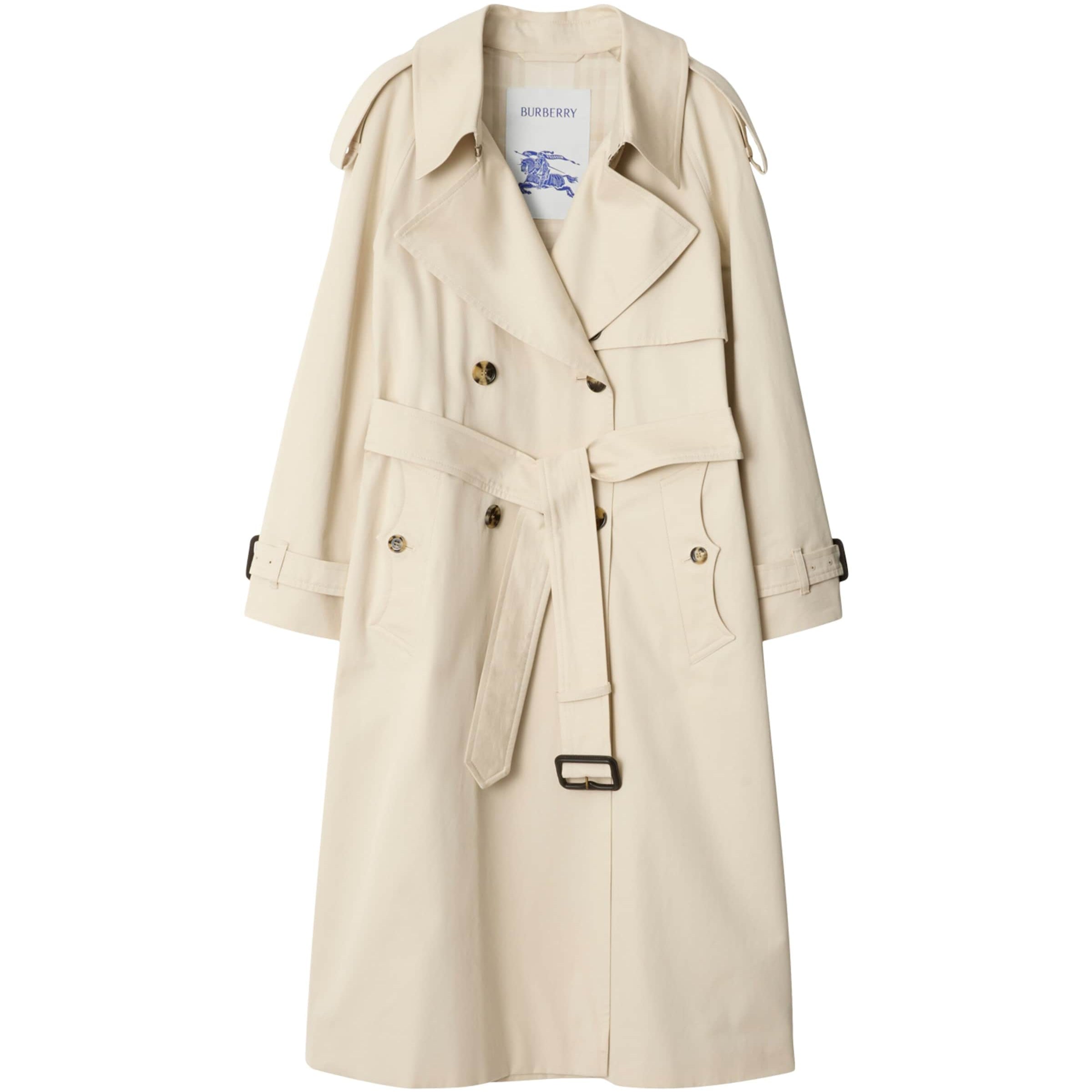 Burberry White Gabardine Fitzrovia Long Trench Coat