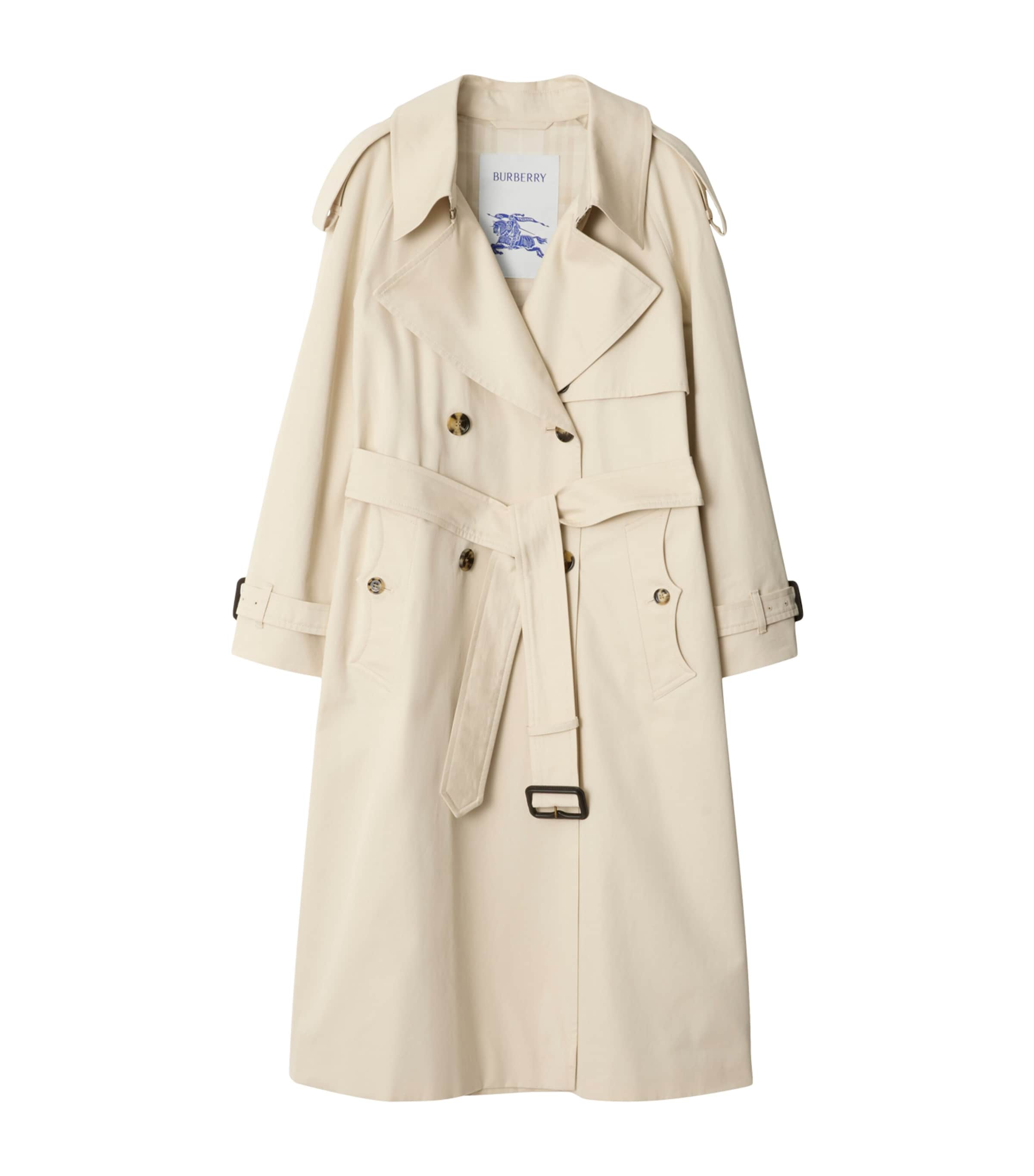 Burberry White Gabardine Fitzrovia Long Trench Coat