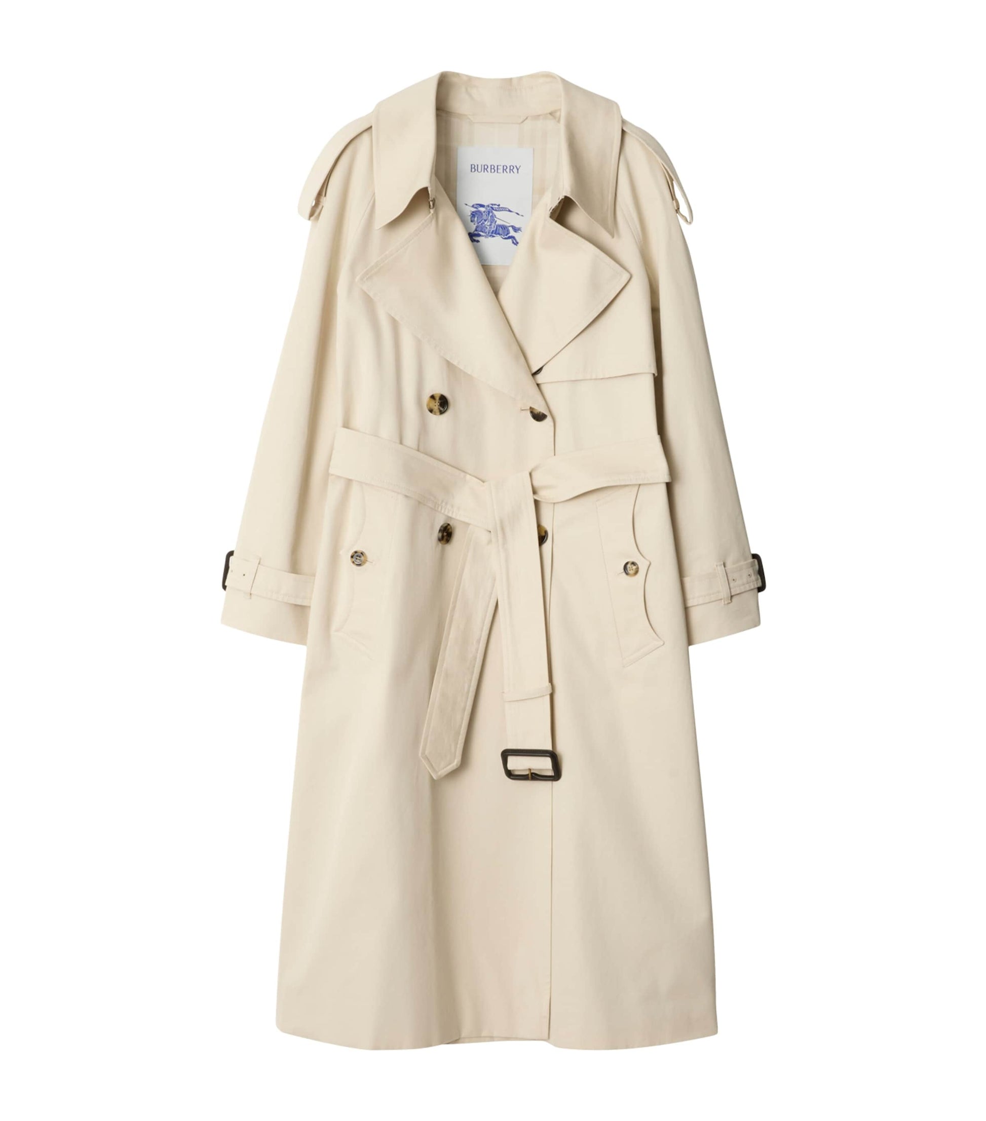 Burberry White Gabardine Fitzrovia Long Trench Coat
