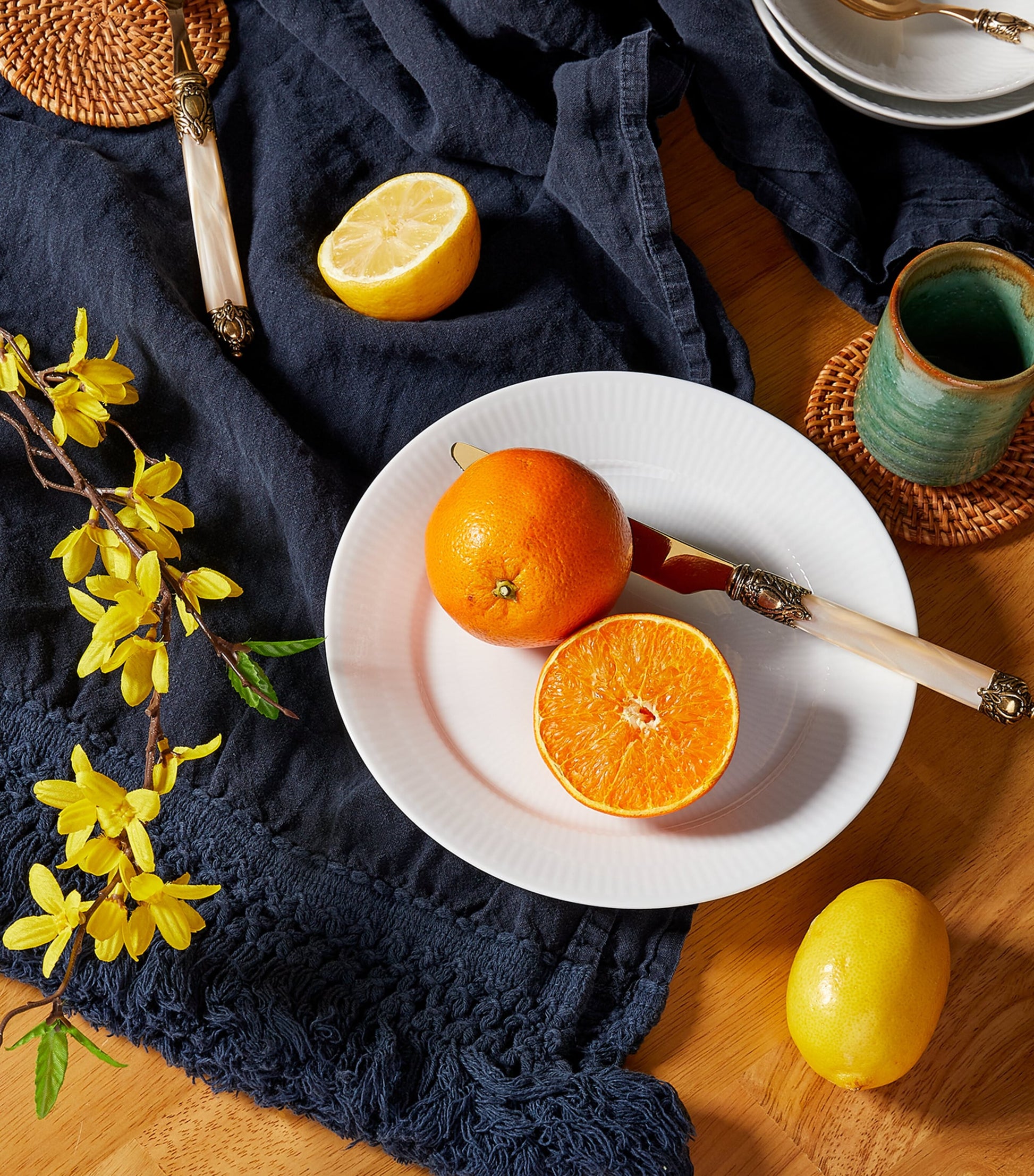 White Fluted Plate (22cm)