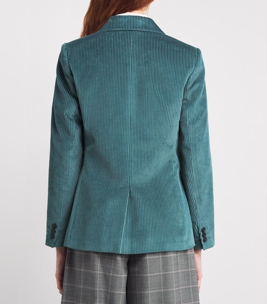 Weekend Max Mara Blue Corduroy Double-Breasted Blazer