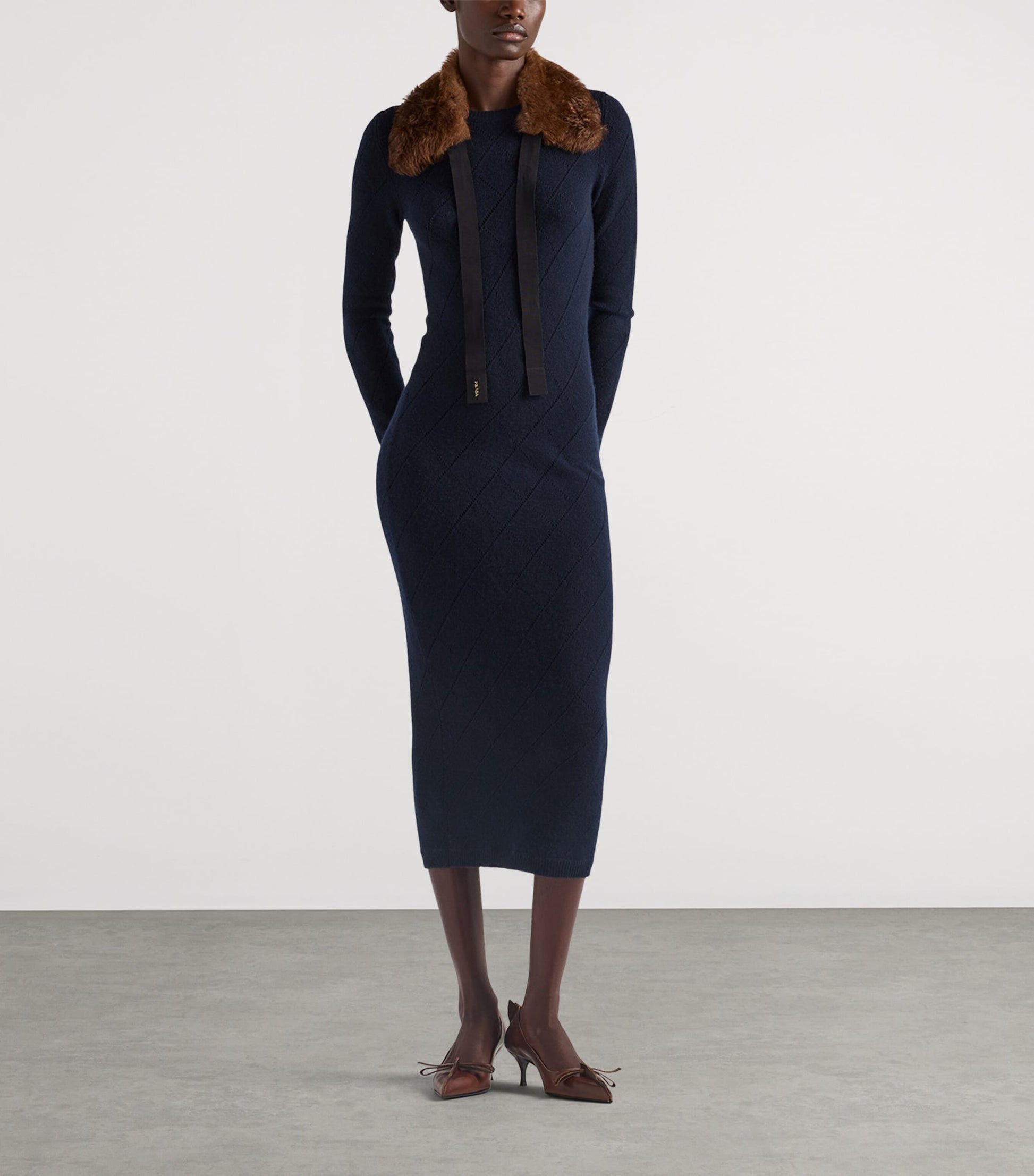 Prada Blue Cashmere Midi Dress