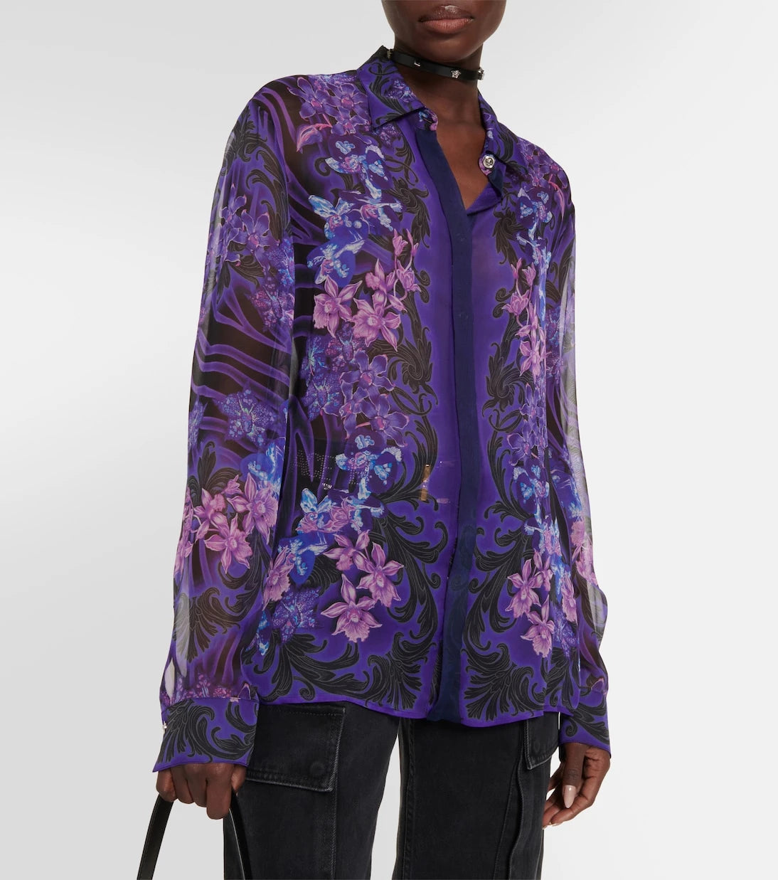 Versace - Floral silk chiffon shirt