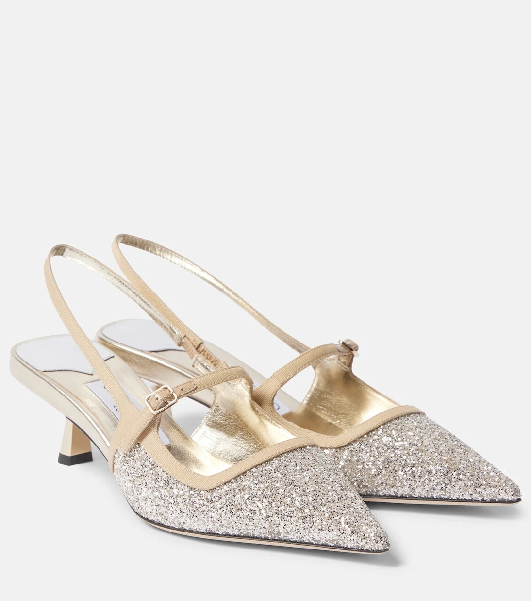 Jimmy Choo - حذاء ديدي 45 بمقدمة مدببة وكعب أنبوبي مزين بالترتر