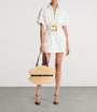 White Cotton Belted Mini Dress