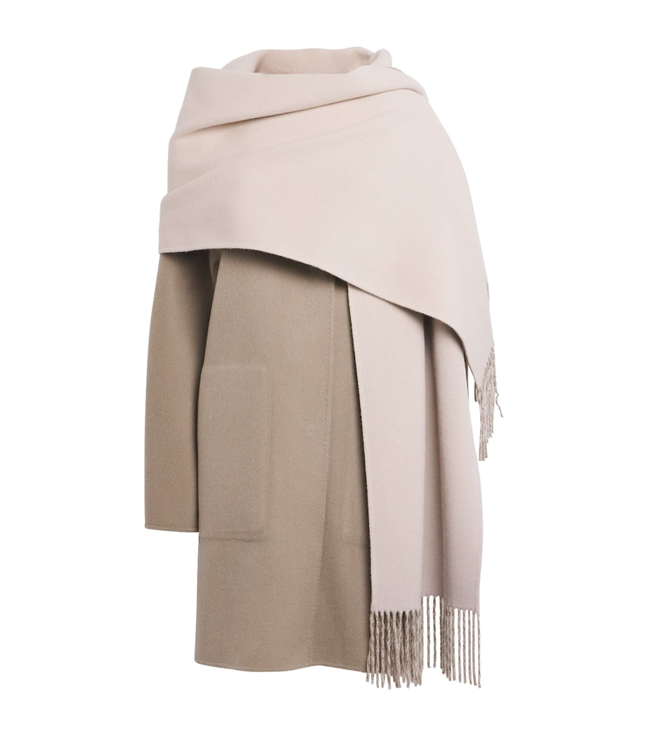 Beige Cashmere Reversible Scarf Coat