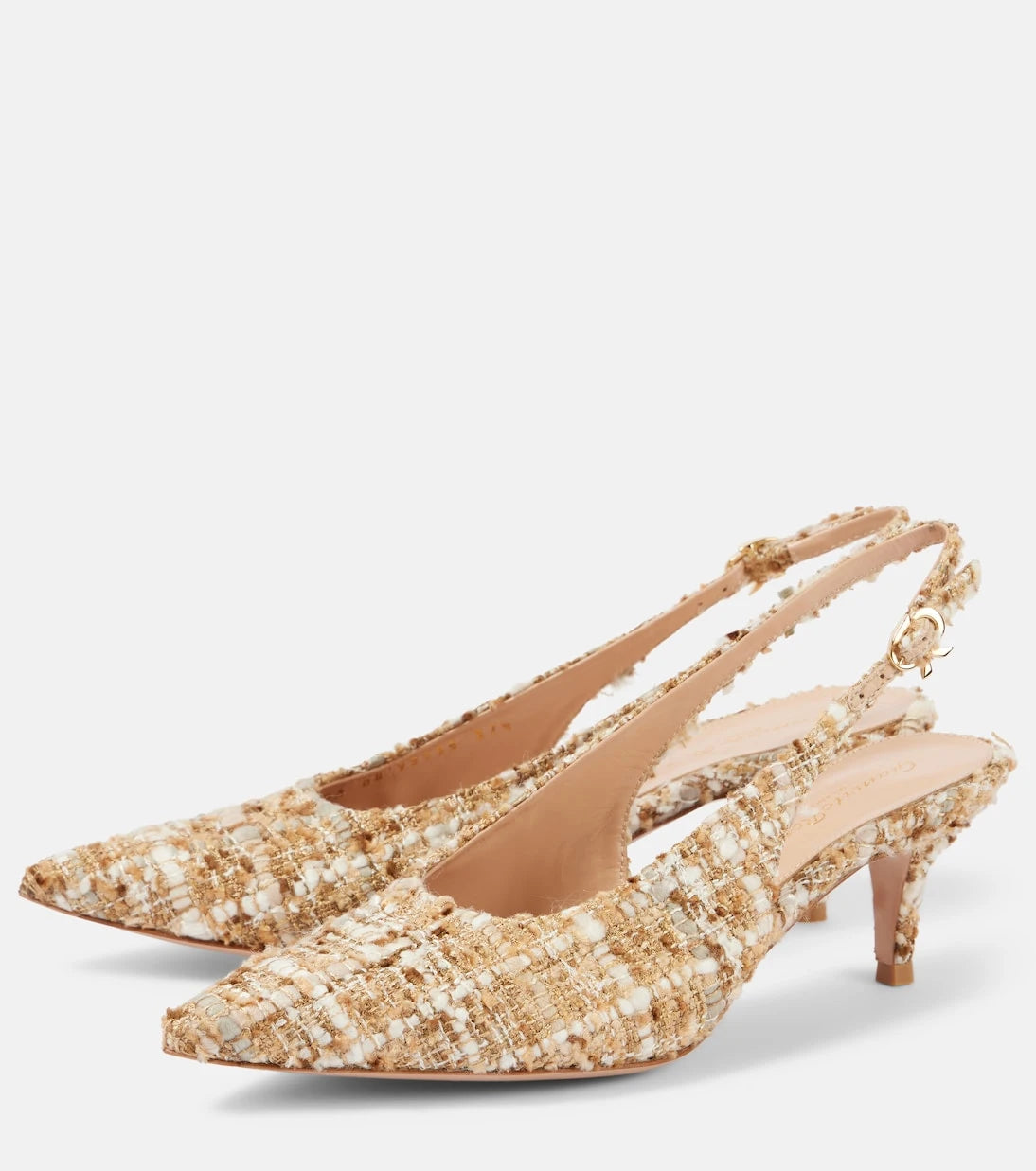 Gianvito Rossi - Pointy 55 bouclé slingback pumps