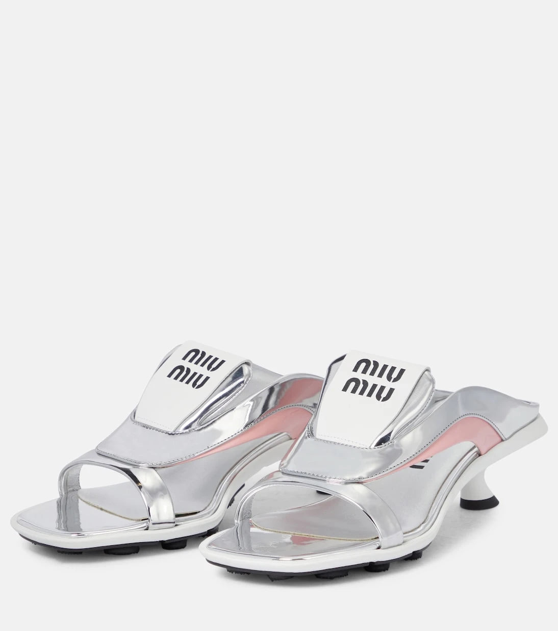 Miu Miu - Metalik deri sandaletler