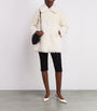 White Shearling Collared Coat