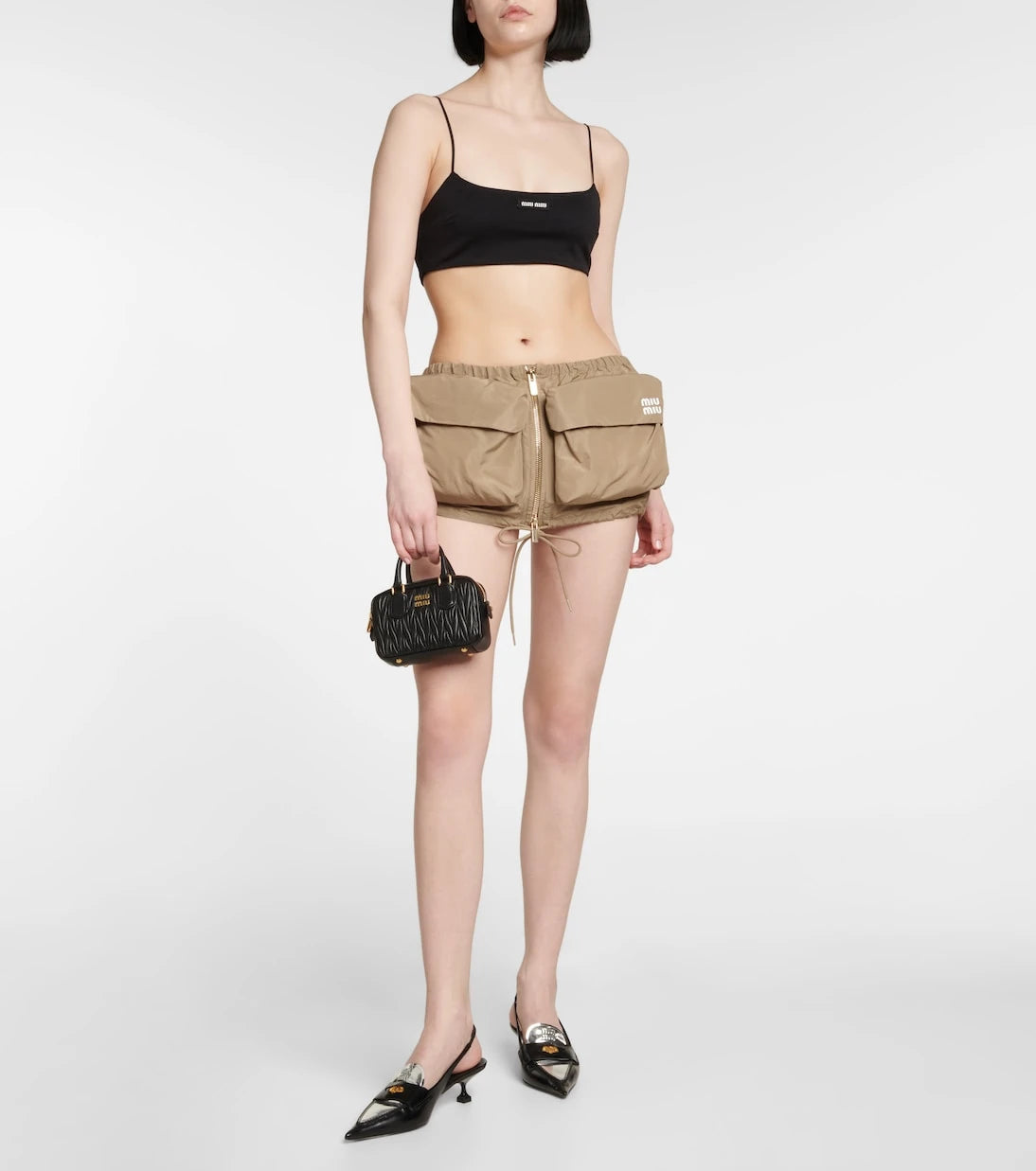 Miu Miu - Drawstring zip miniskirt