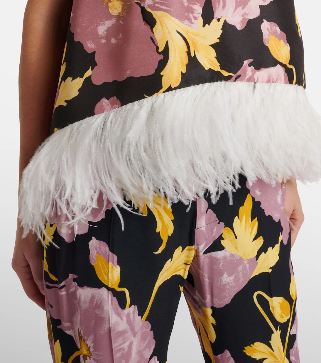La DoubleJ - La Scala feather-trimmed asymmetrical top