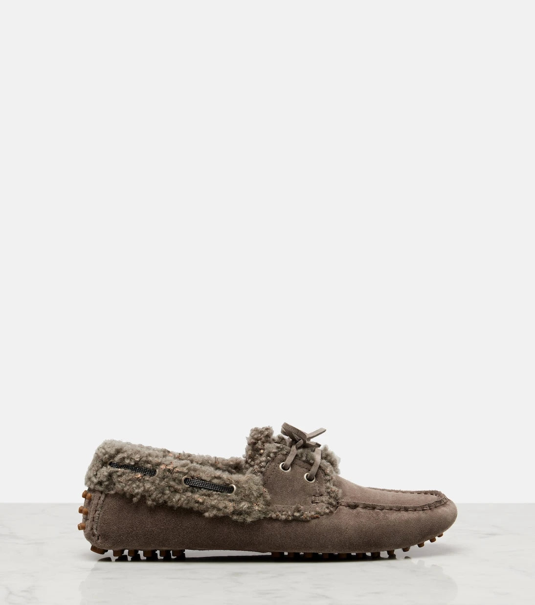 Brunello Cucinelli - Monili shearling-trimmed suede moccasins