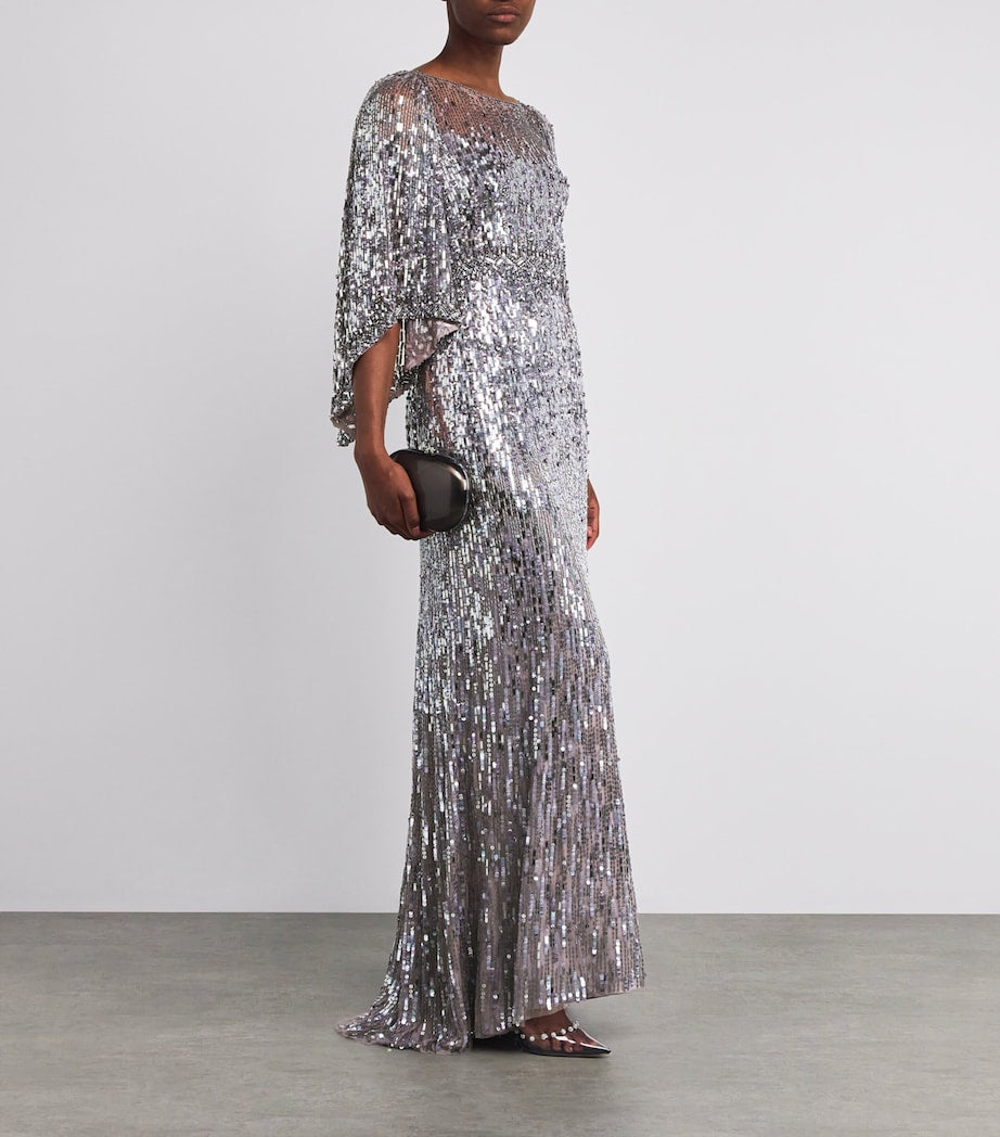 Jenny Packham Metallic Embellished Ines Gown
