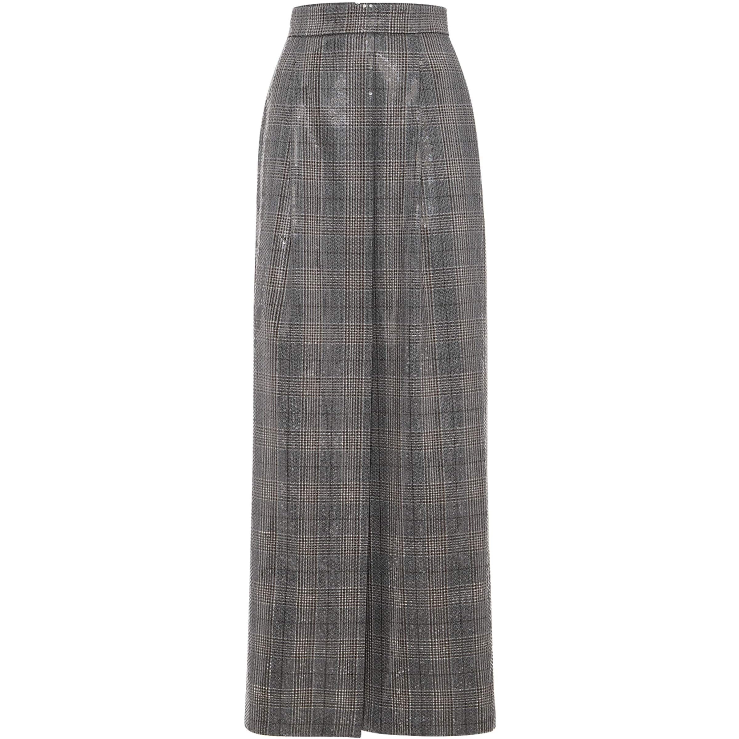 Brunello Cucinelli Grey Sequinned Virgin Wool Skirt