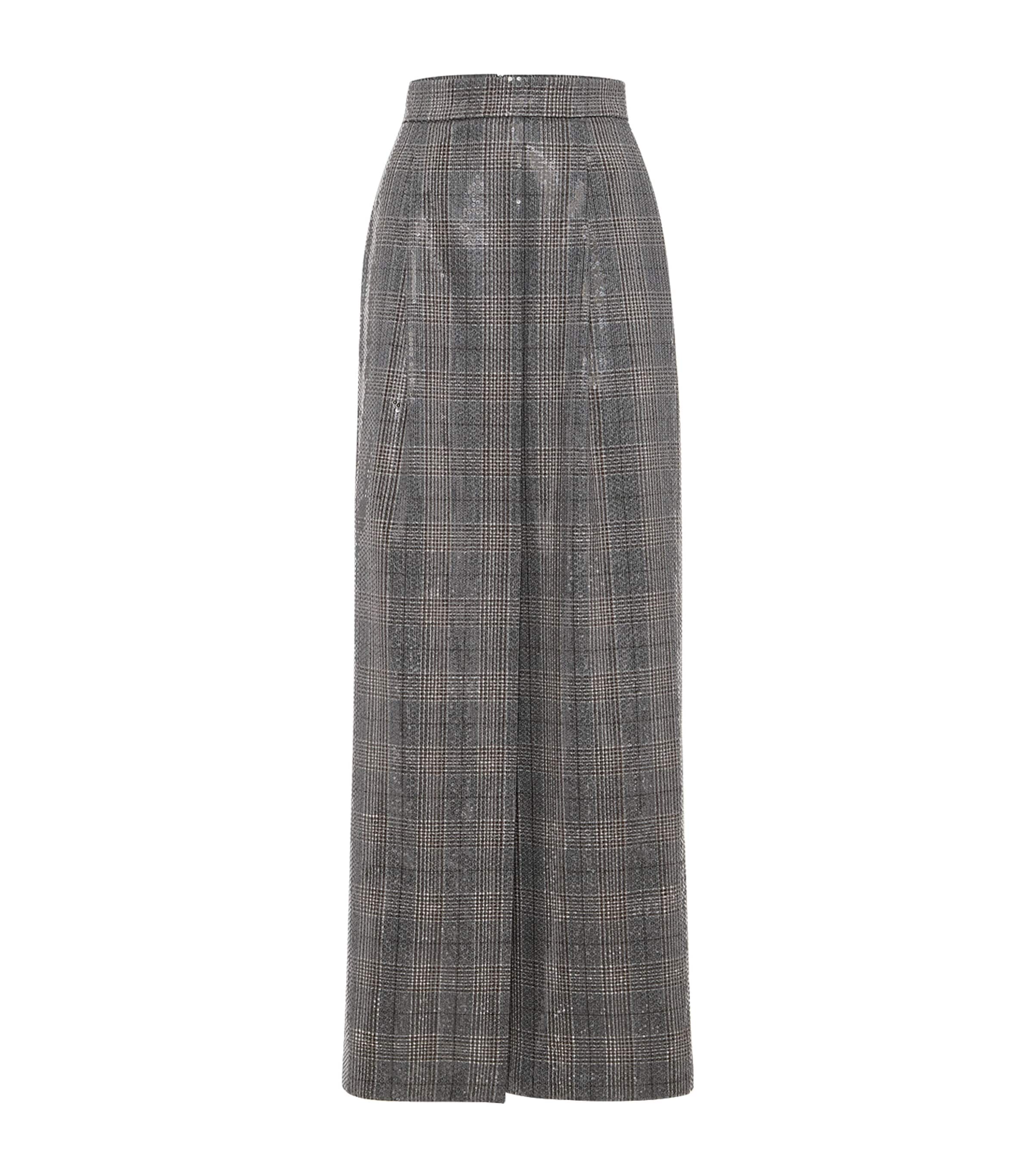 Brunello Cucinelli Grey Sequinned Virgin Wool Skirt