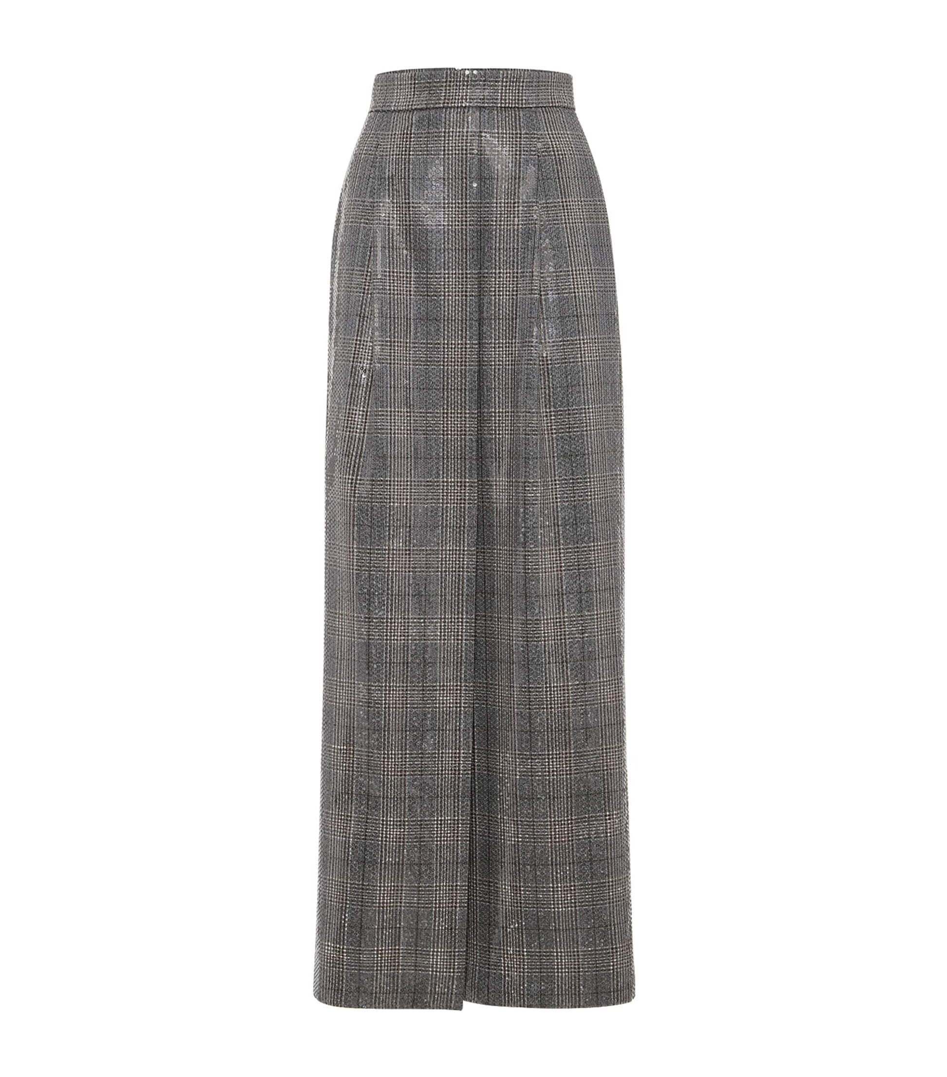 Brunello Cucinelli Grey Sequinned Virgin Wool Skirt