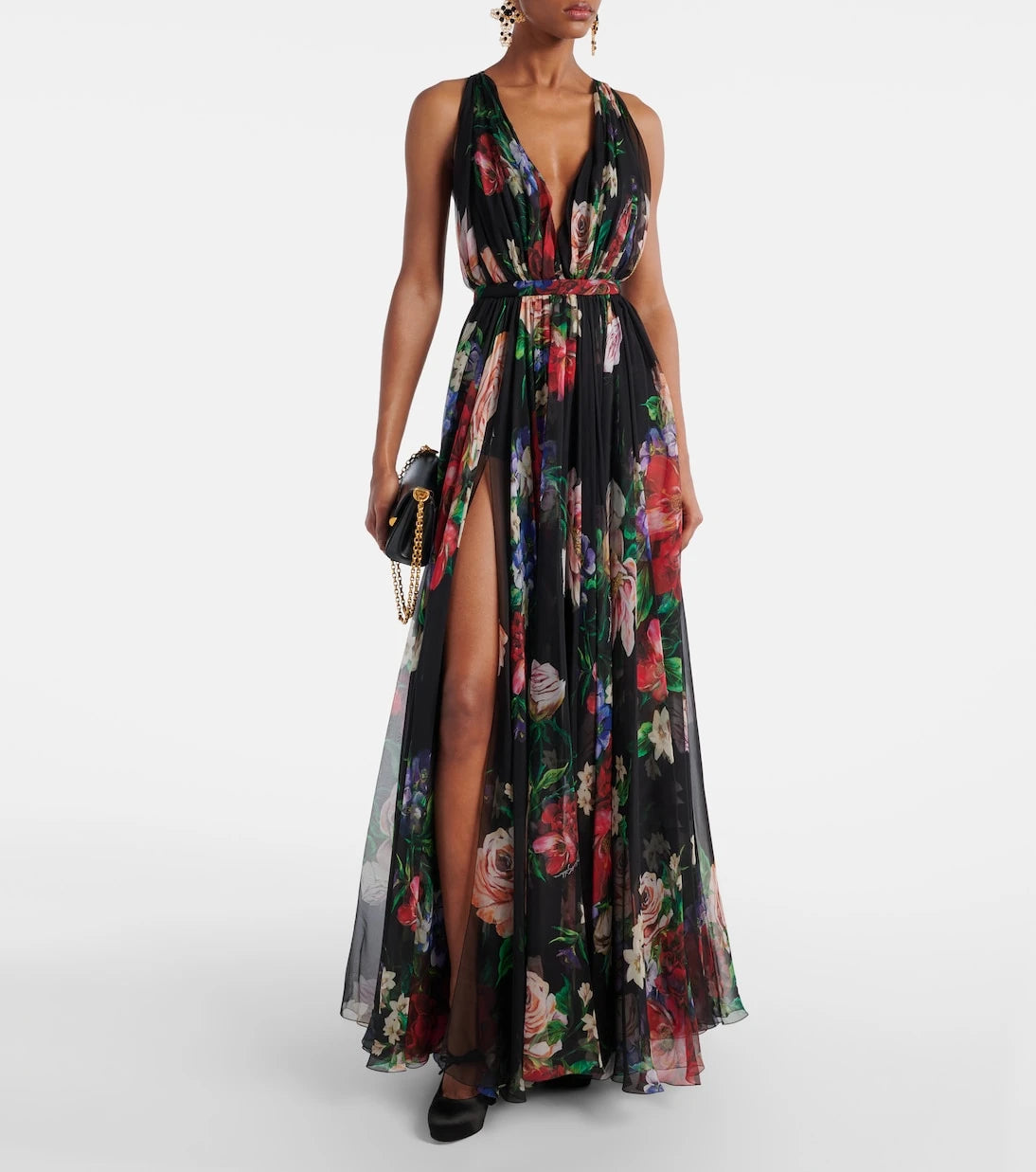 Dolce&Gabbana - Floral pleated silk chiffon gown