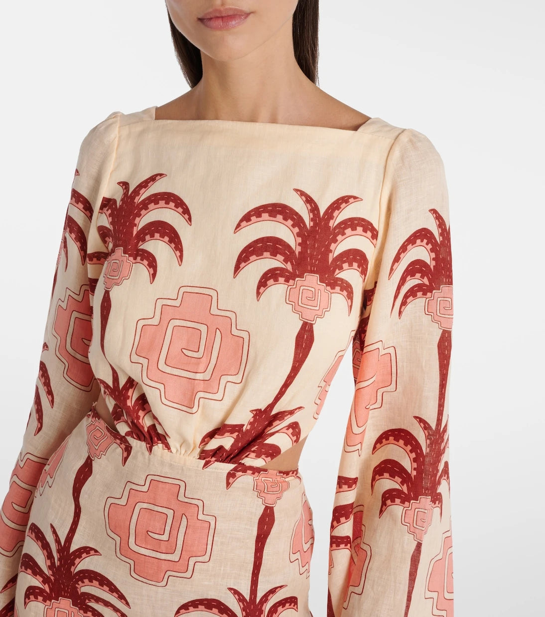 Johanna Ortiz - Cutout printed linen minidress