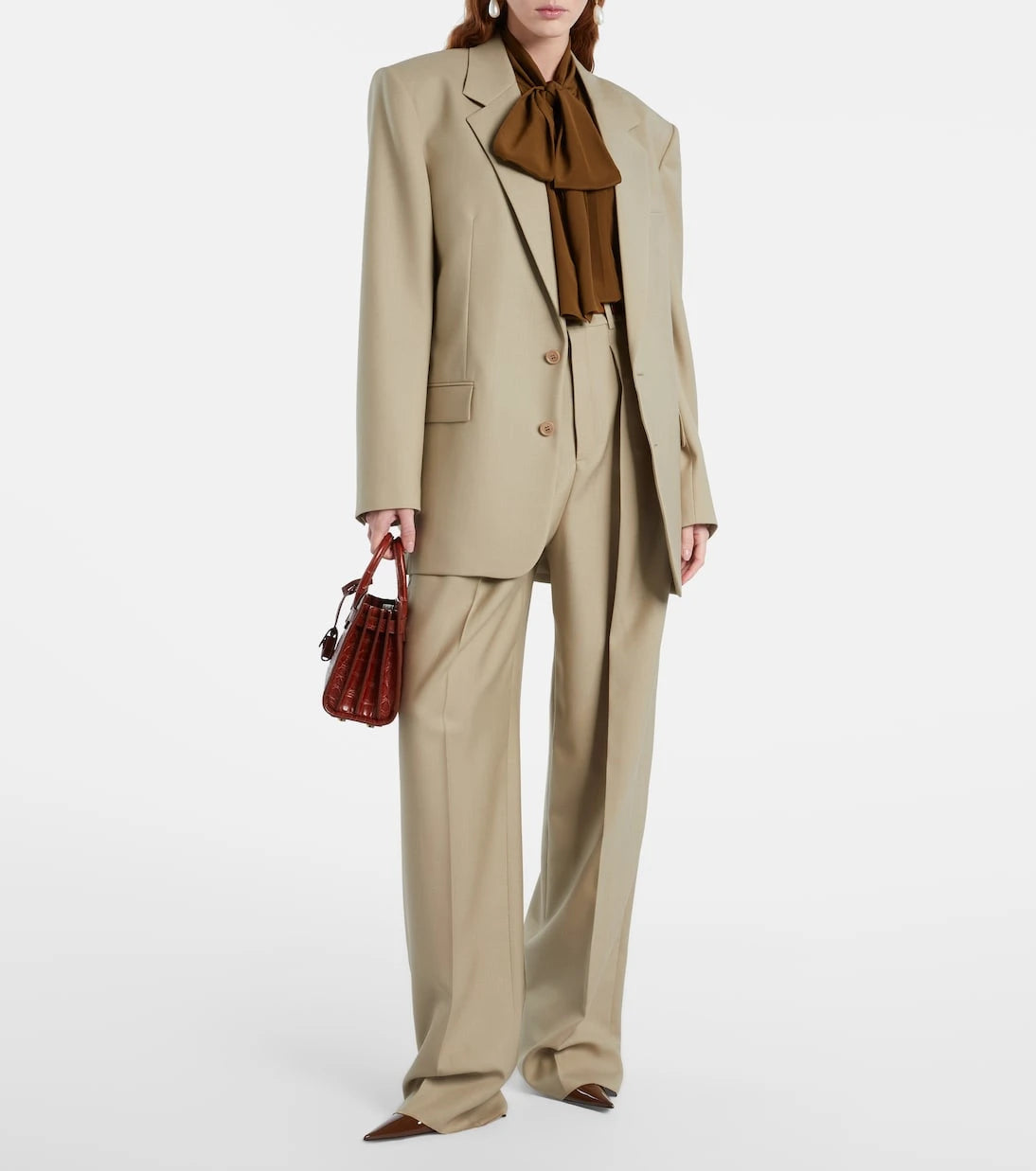 Saint Laurent - Wool and silk wide-leg pants