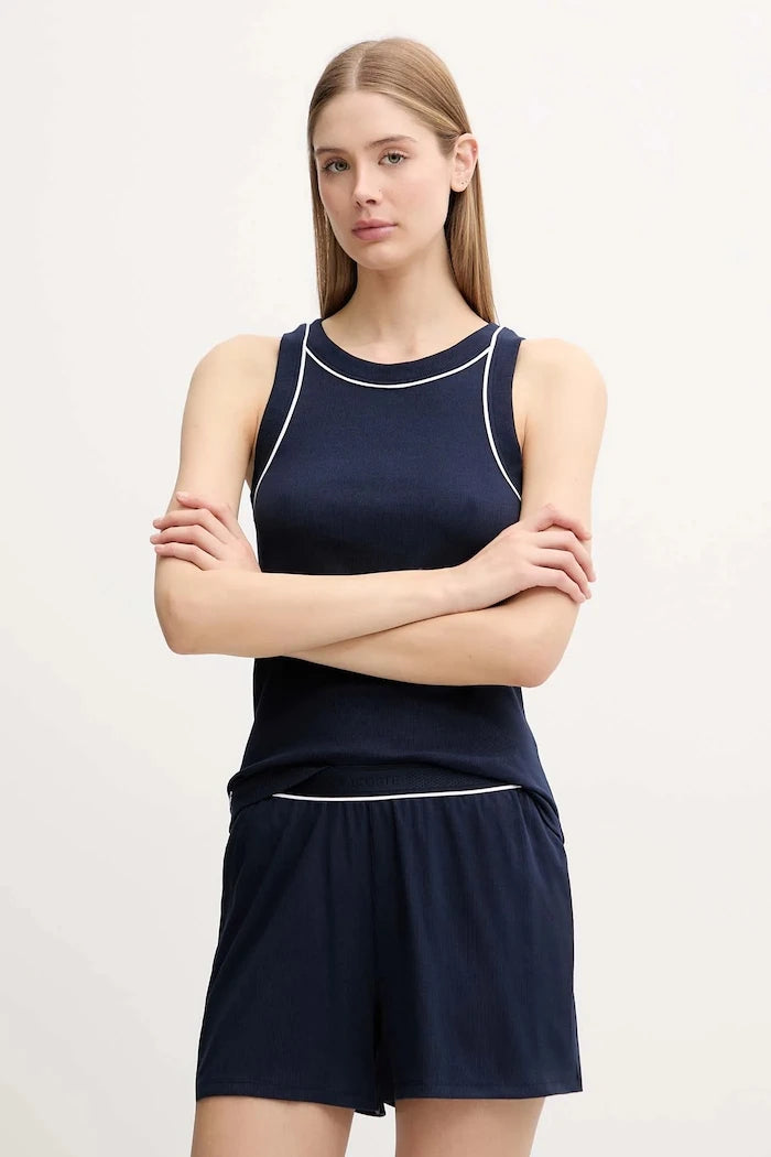 Lacoste kadın pamuklu elastanlı iki parçalı pijama