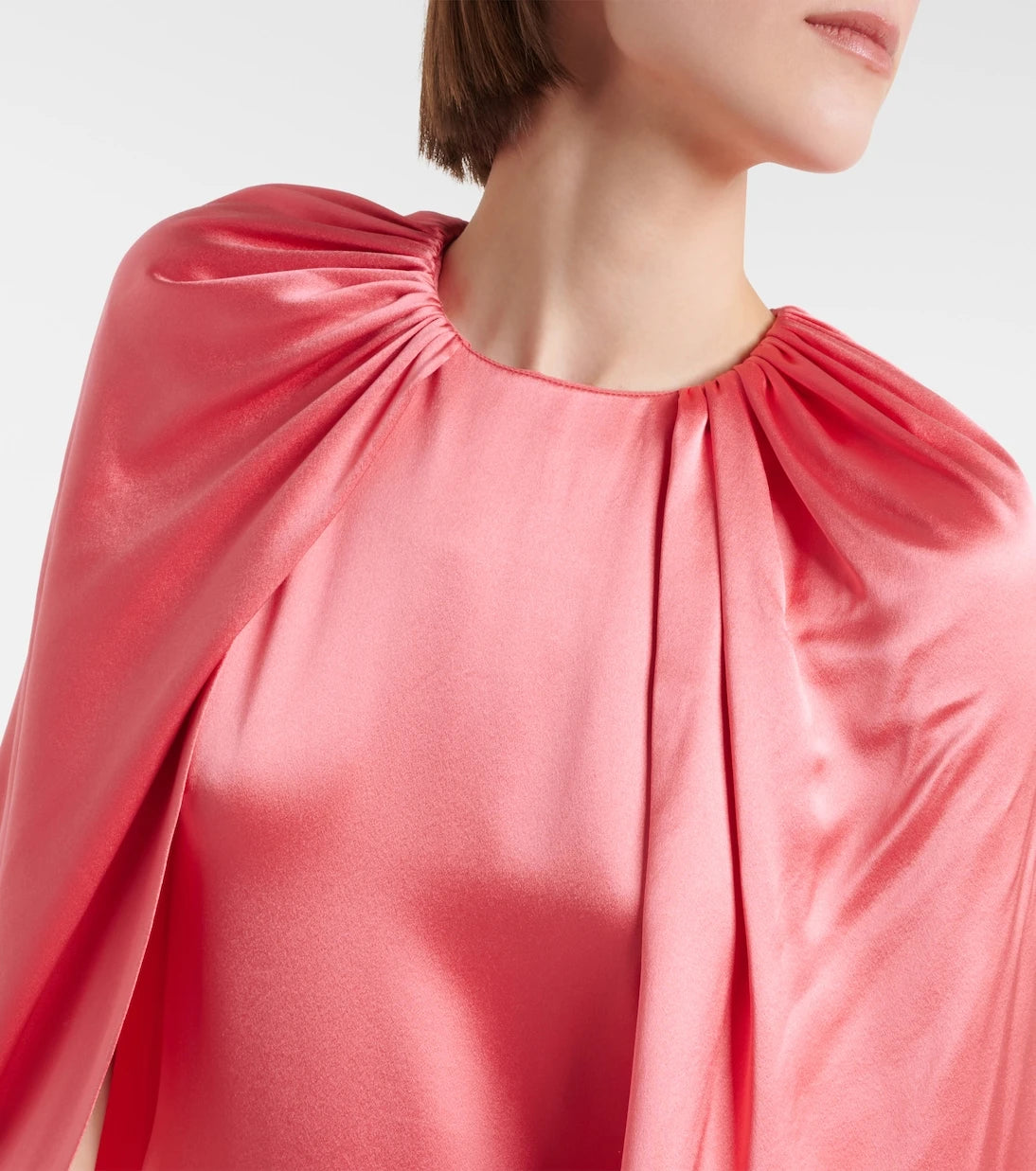 Monique Lhuillier - Caped silk satin gown