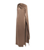 Brown Silk One-Shoulder Maxi Dress