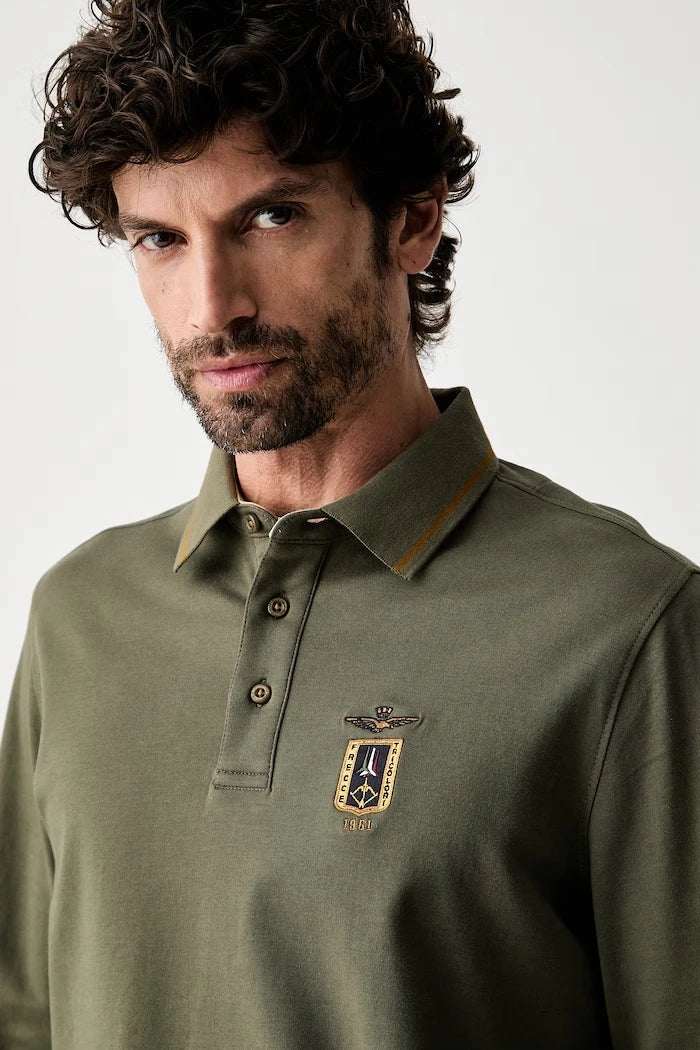 Aeronautica Militare uzun kollu erkek pamuklu bluz
