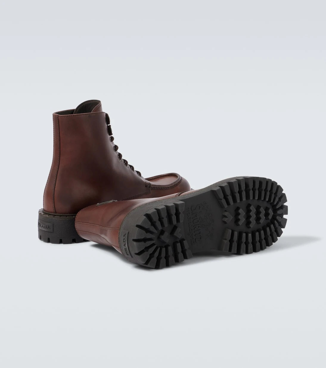 Prada - Leather lace-up boots