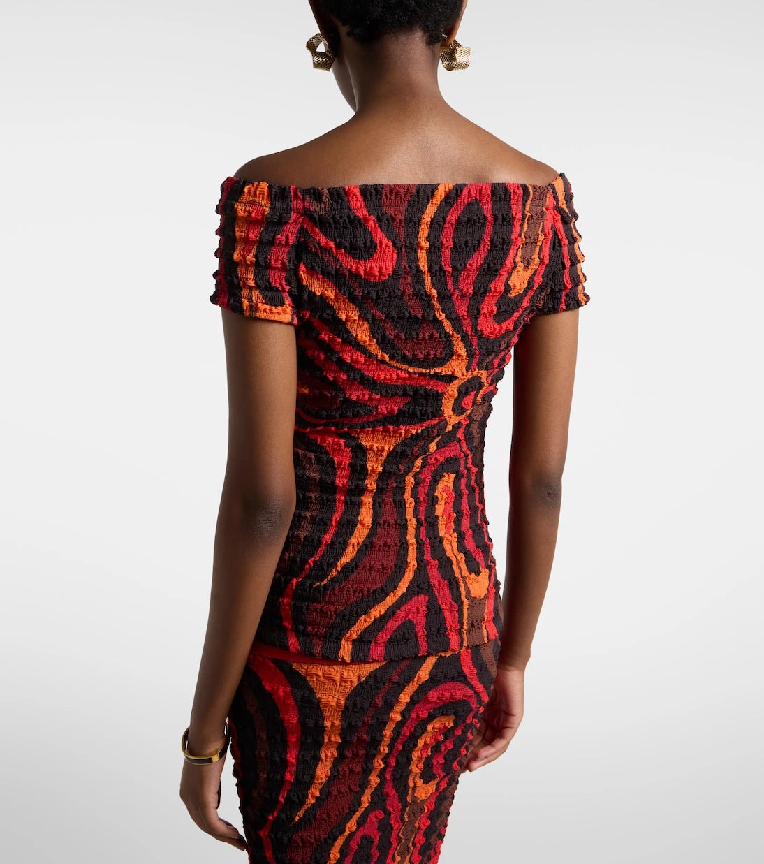 Pucci - Marmo off-shoulder smocked crop top