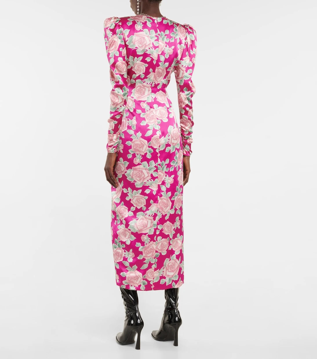 Alessandra Rich - Floral draped silk satin maxi dress