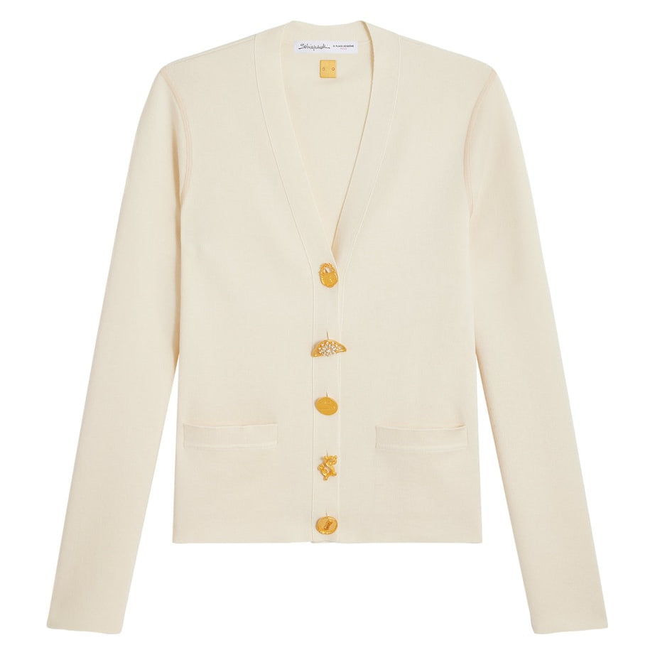 White Wool-Blend Anatomy Cardigan