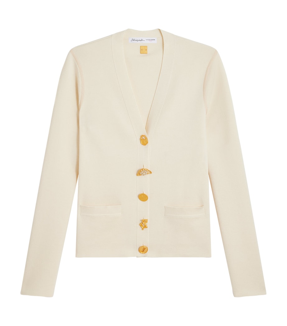 White Wool-Blend Anatomy Cardigan