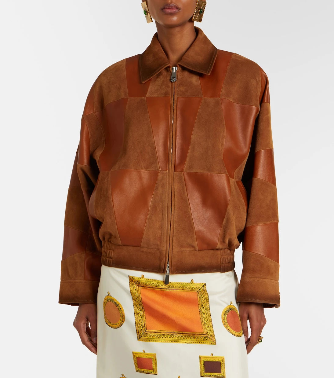 Versace - Leather and suede blouson jacket