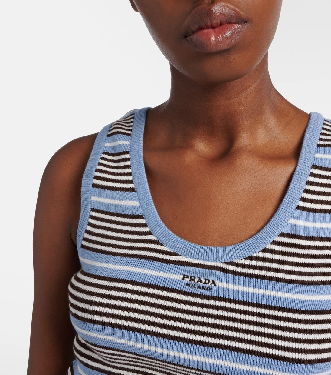 Prada - Striped cotton-blend tank top