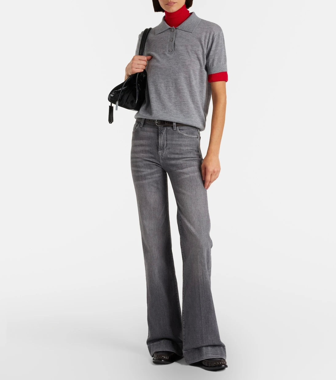 7 For All Mankind - بنطلون جينز مودرن دوجو واسع بخصر عالٍ
