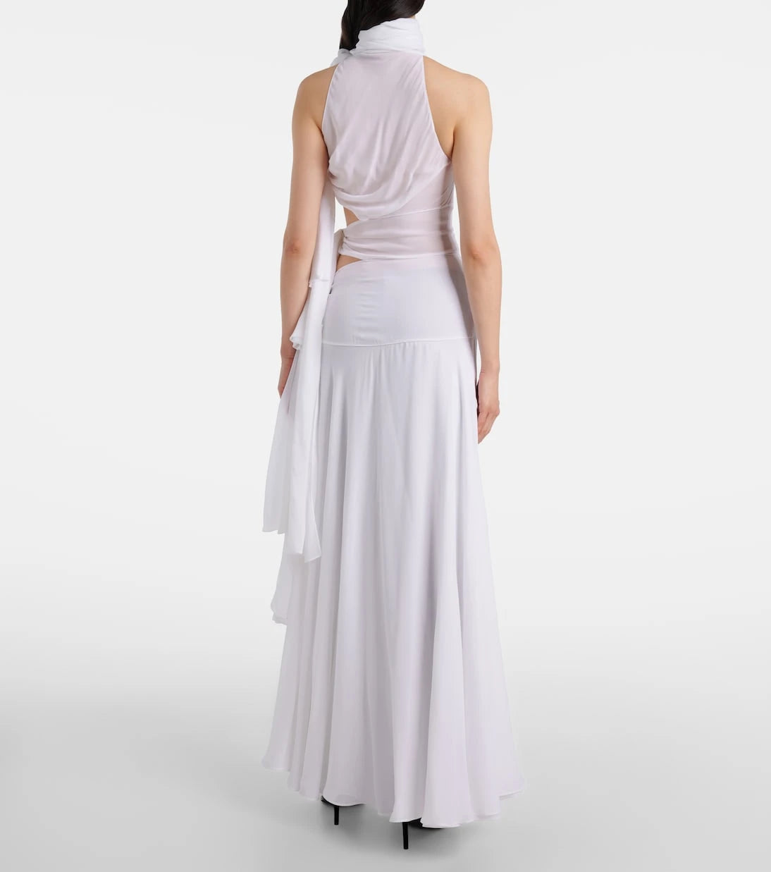 Alaïa - فستان ماكسي جورجيت بتفصيل عقدة غير متماثلة