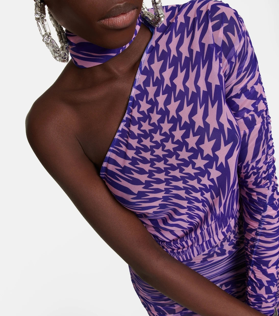 Mugler - Printed mesh cutout minidress