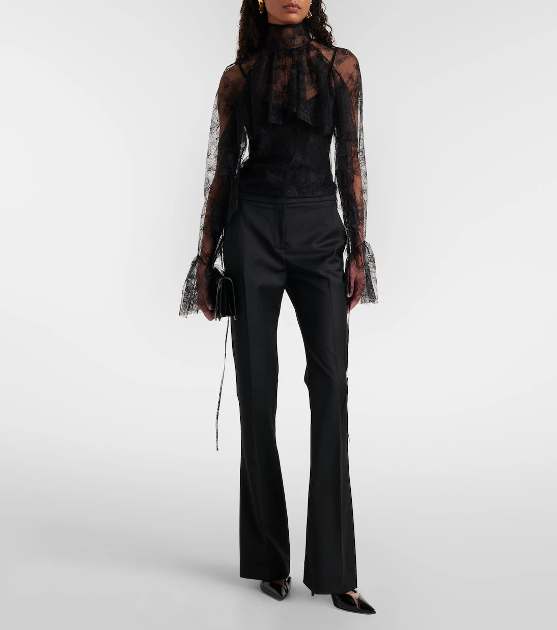 Blumarine - Ruffled sheer lace blouse
