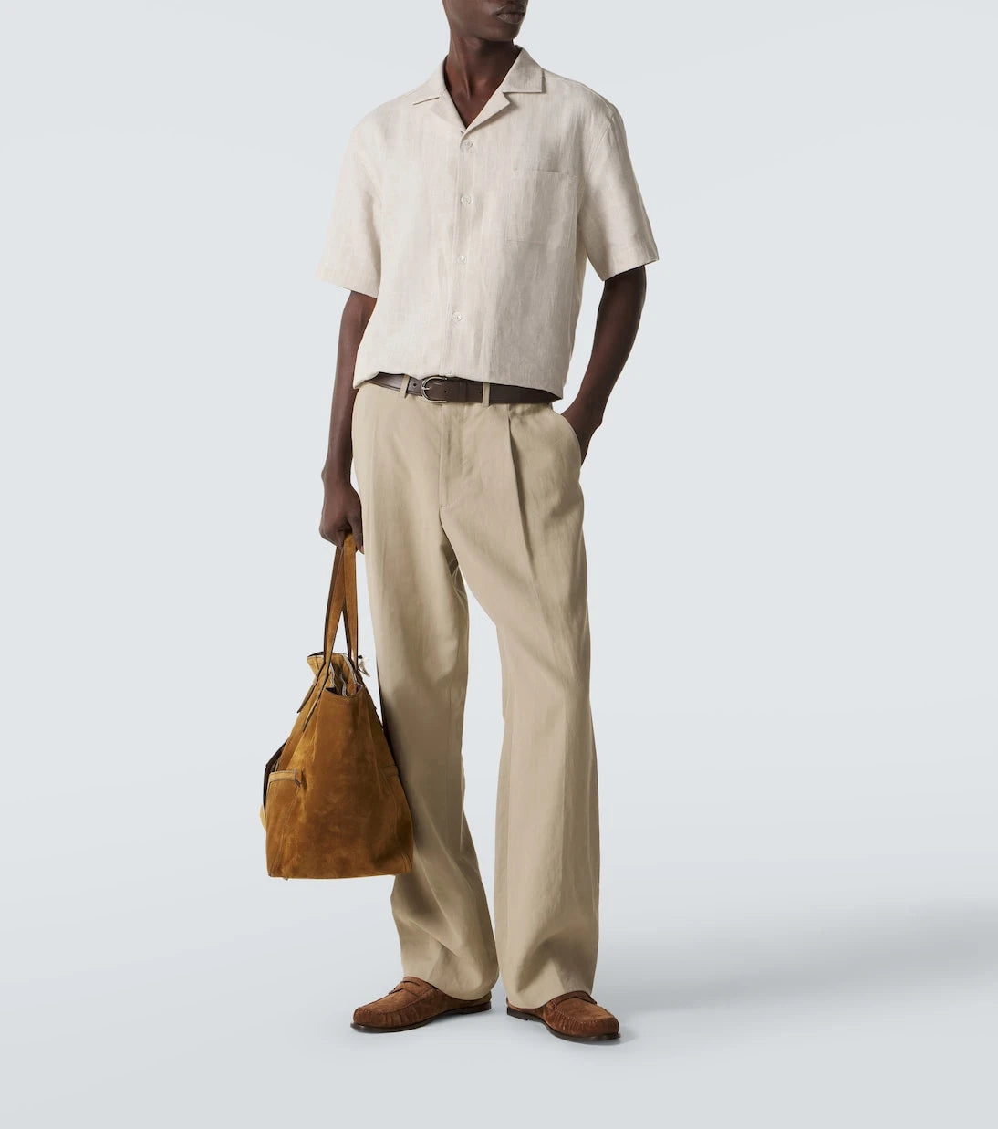 Fedeli - Striped linen bowling shirt
