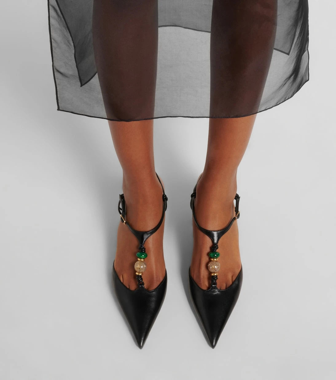 Jimmy Choo - Lauri embellished leather slingback pumps