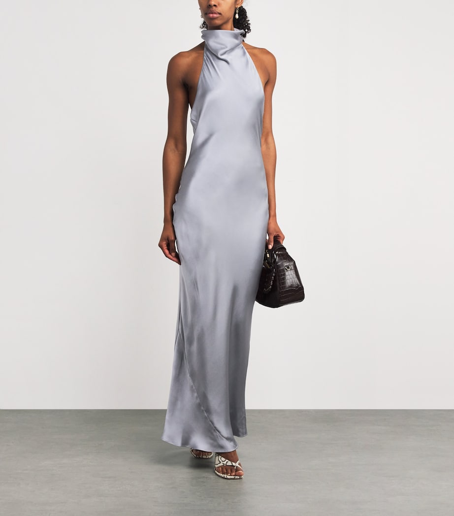 ANINE BING Blue Silk Eliana Maxi Dress