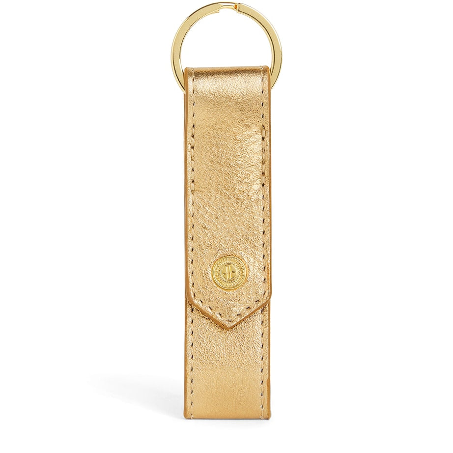 Gold Leather Metallic Flat Keyring