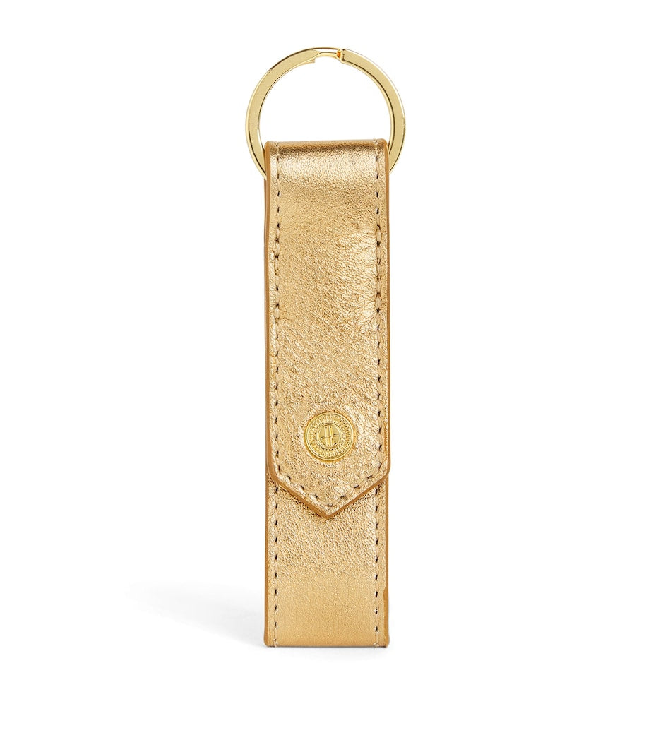 Gold Leather Metallic Flat Keyring